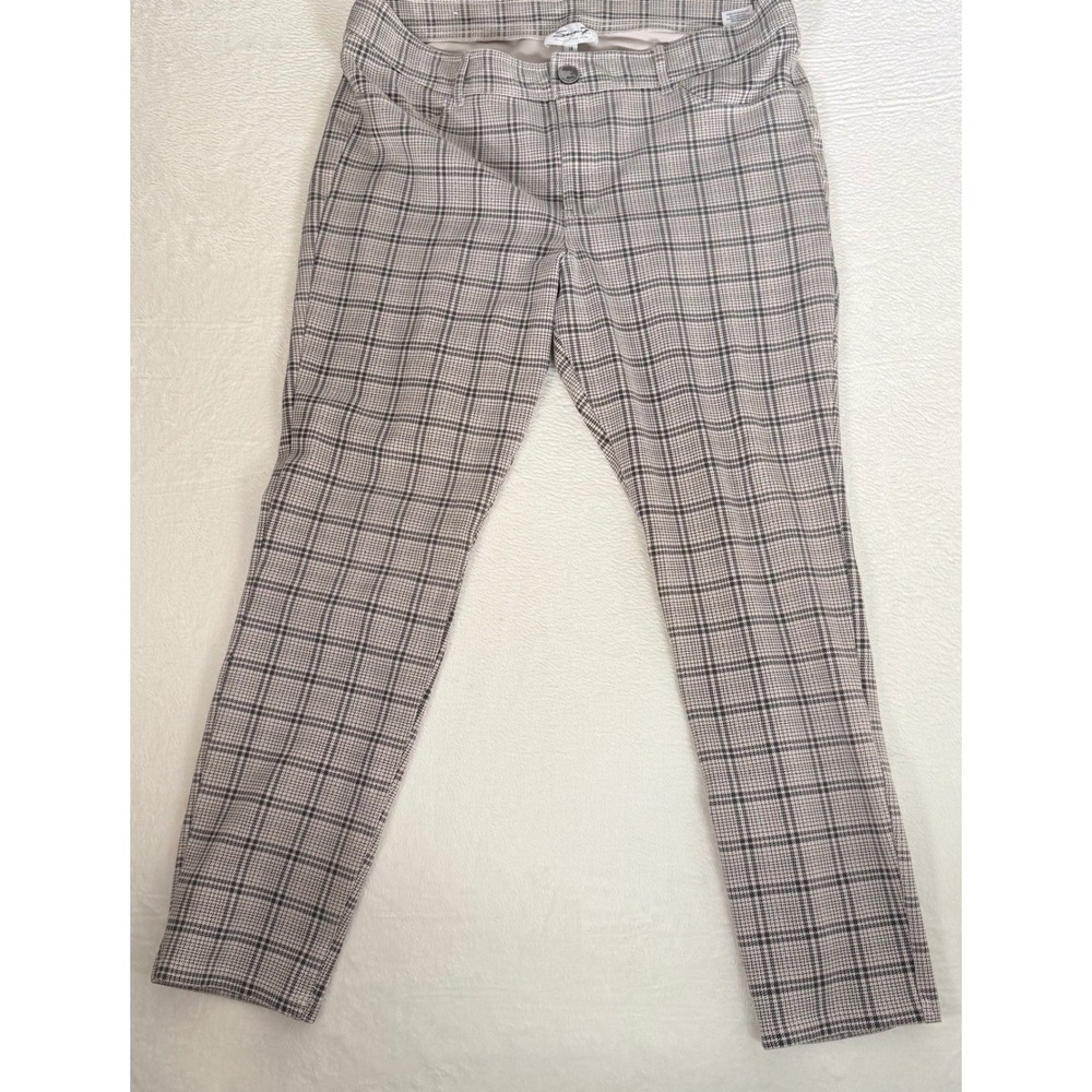 Seven7 Plaid Glen Check Skinny Ankle Pants 18 Beige Grey Women Vintage Nostalgia